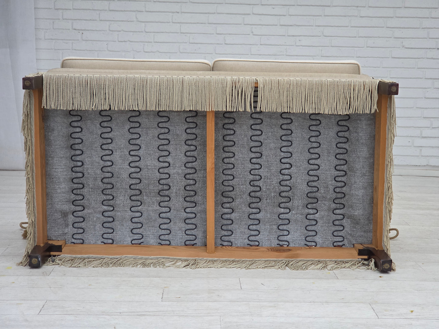 1970s, Danish 2-seater drop arm "Spanish" sofa, furniture velour.