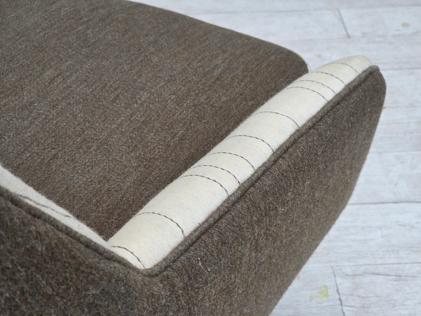 1970s, Danish design by Illum Wikkelsø, furniture wool fabric, oak wood legs.