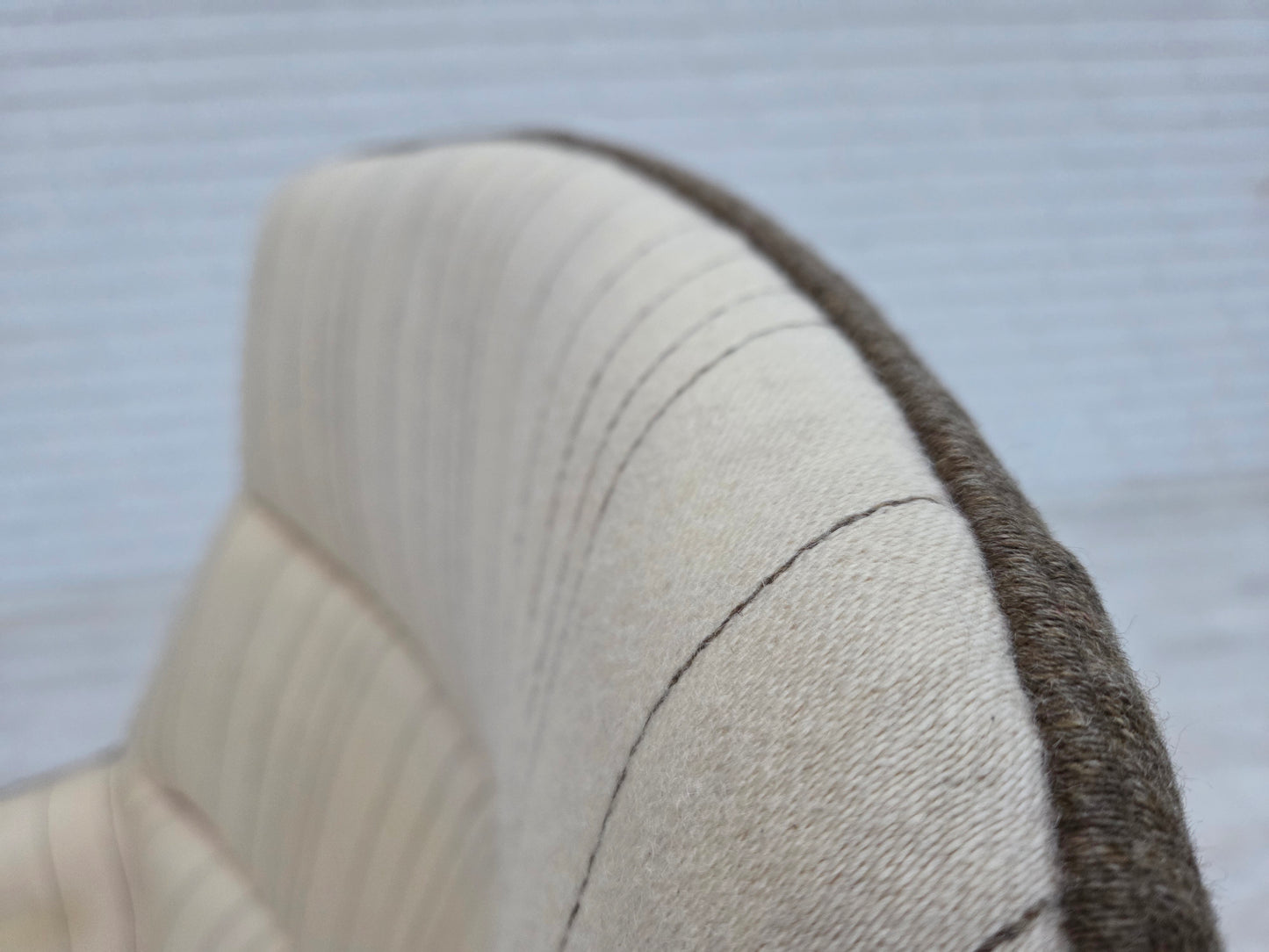 1970s, Danish design by Illum Wikkelsø, furniture wool fabric, oak wood legs.