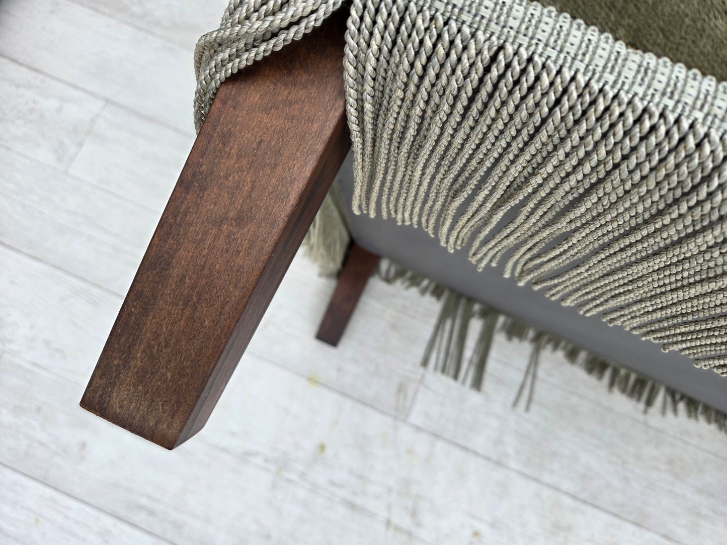 1970s, Danish 2-seater sofa, green furniture velour, beech wood.
