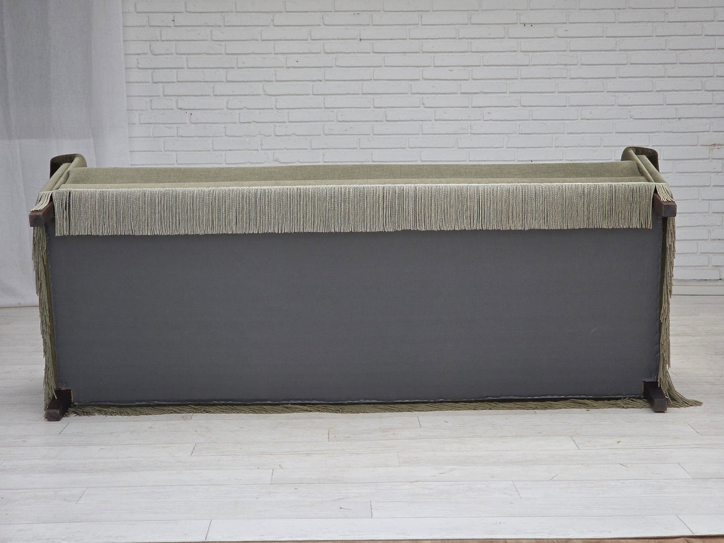 1970s, Danish 3-seater sofa, green furniture velour, beech wood.