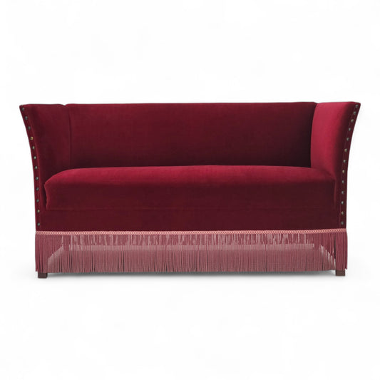 1970s, Danish 2-seater sofa, cherry-red furniture velour.