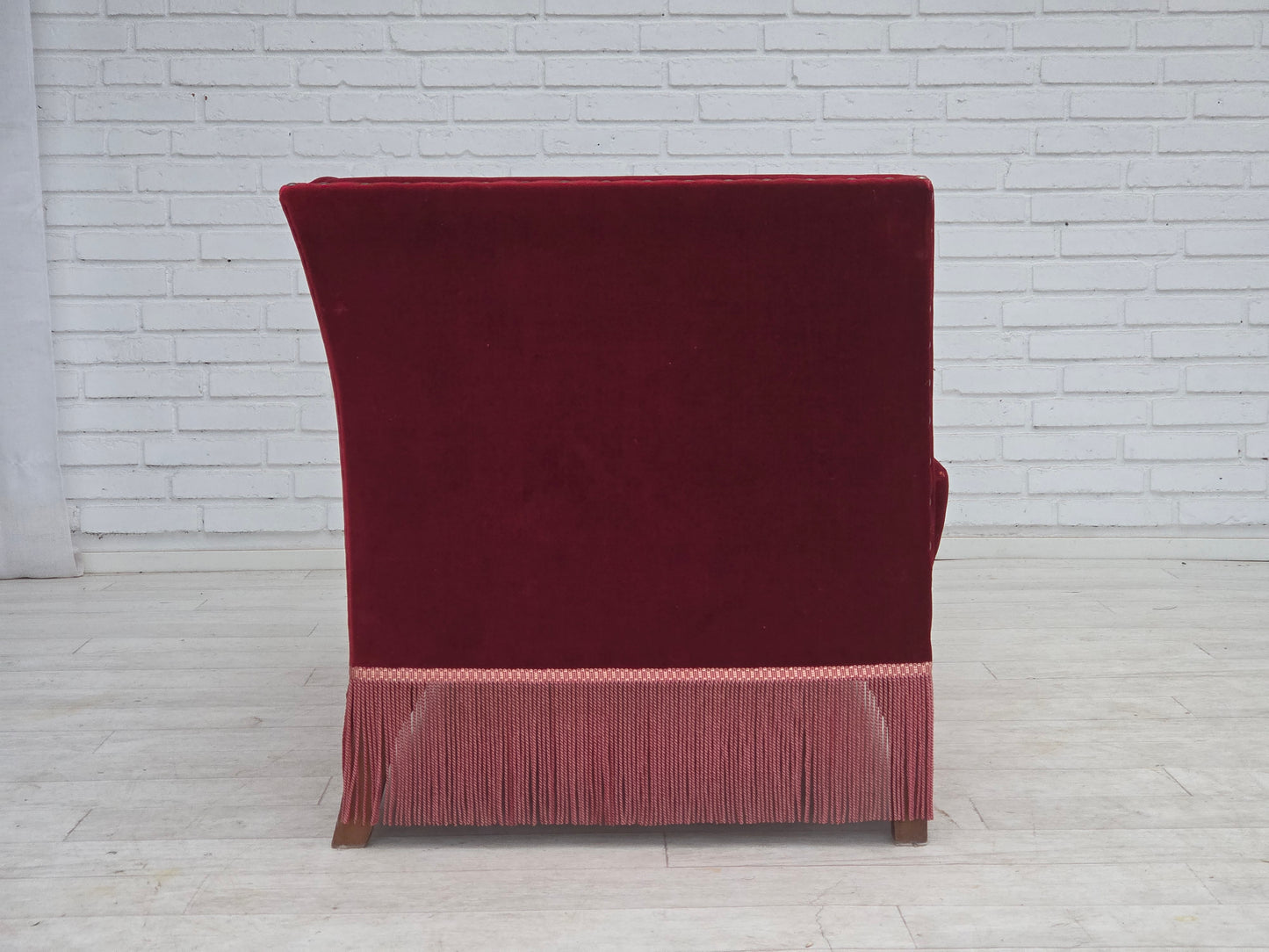 1970s, Danish 2-seater sofa, cherry-red furniture velour.