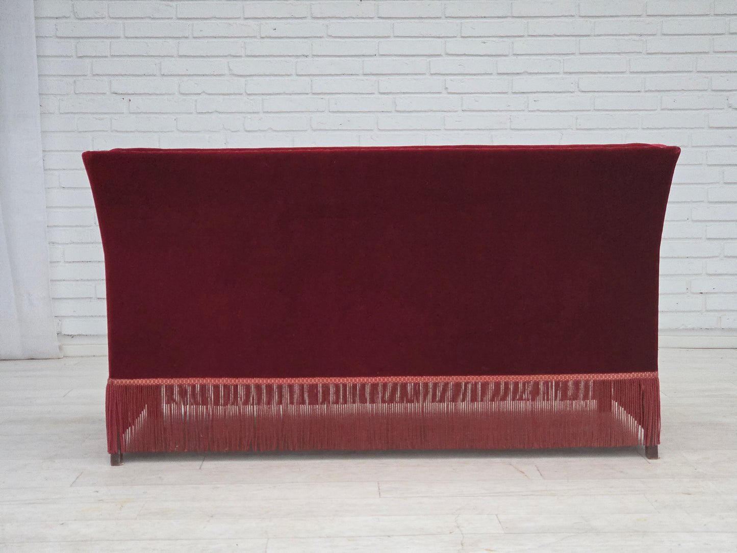 1970s, Danish 2-seater sofa, cherry-red furniture velour.
