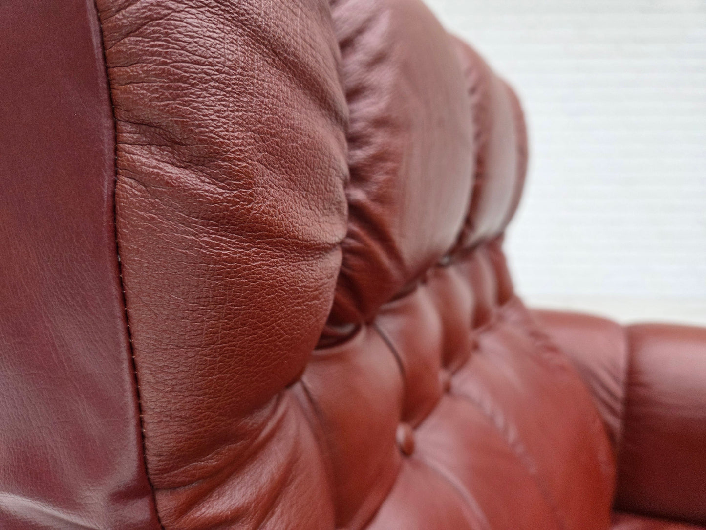 1970s, Scandinavian armchair, furniture leather, dark beech wood.