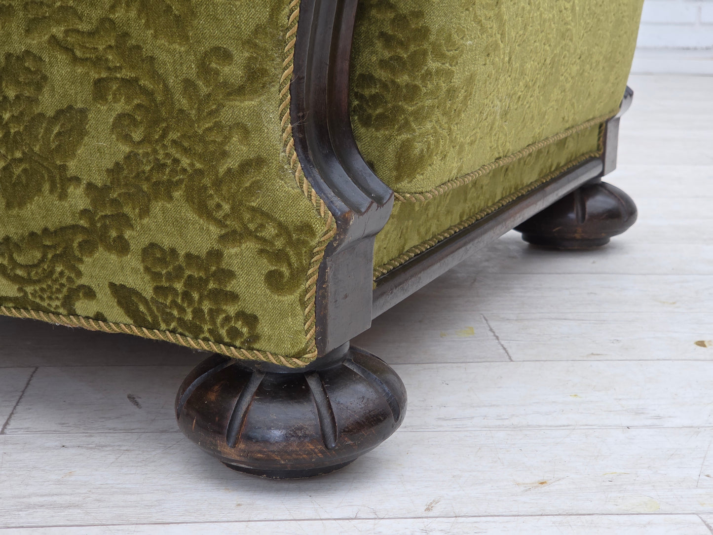 1950s, Danish relax chair, furniture velour, oak wood.