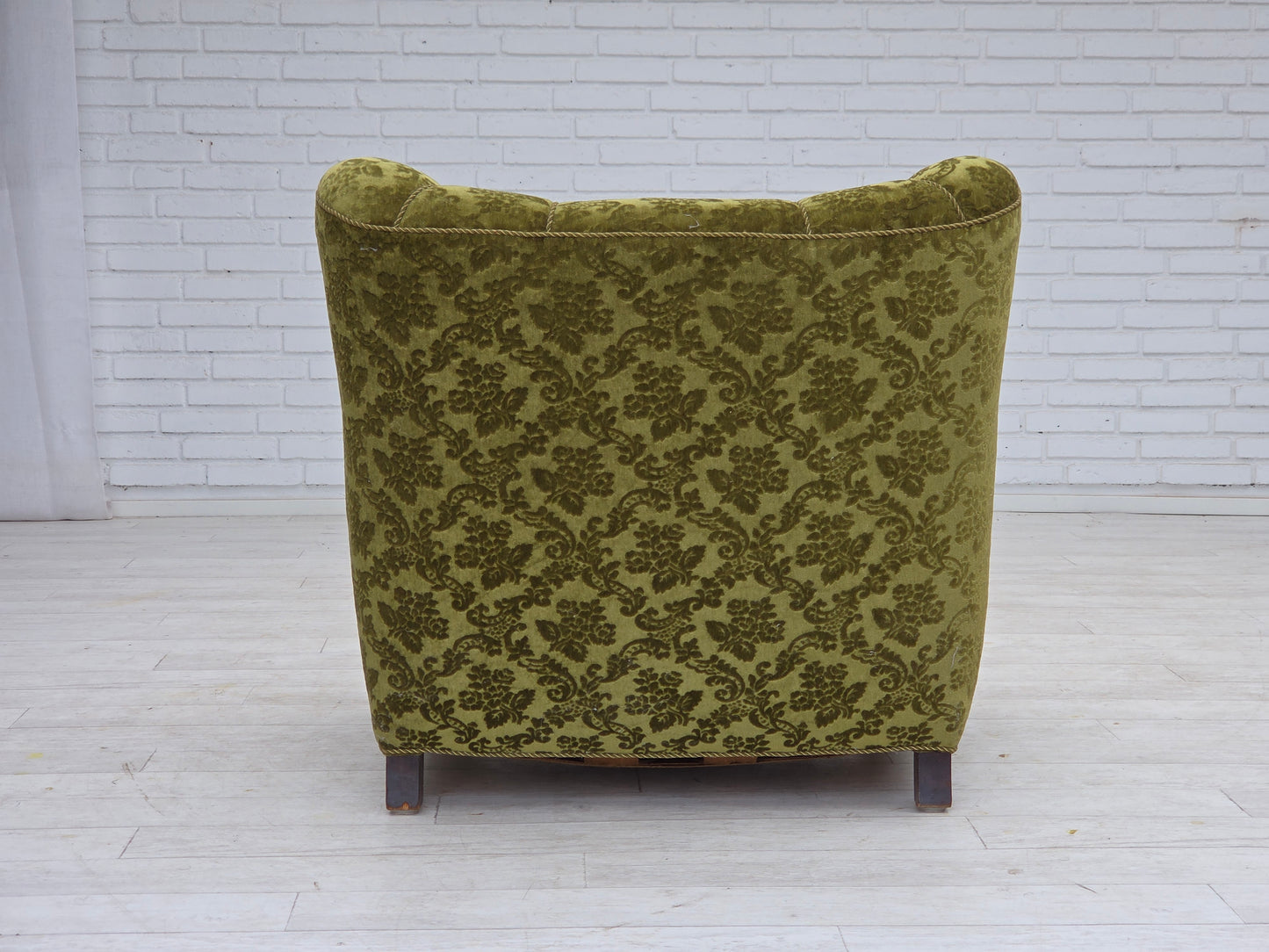 1950s, Danish relax chair, furniture velour, oak wood.