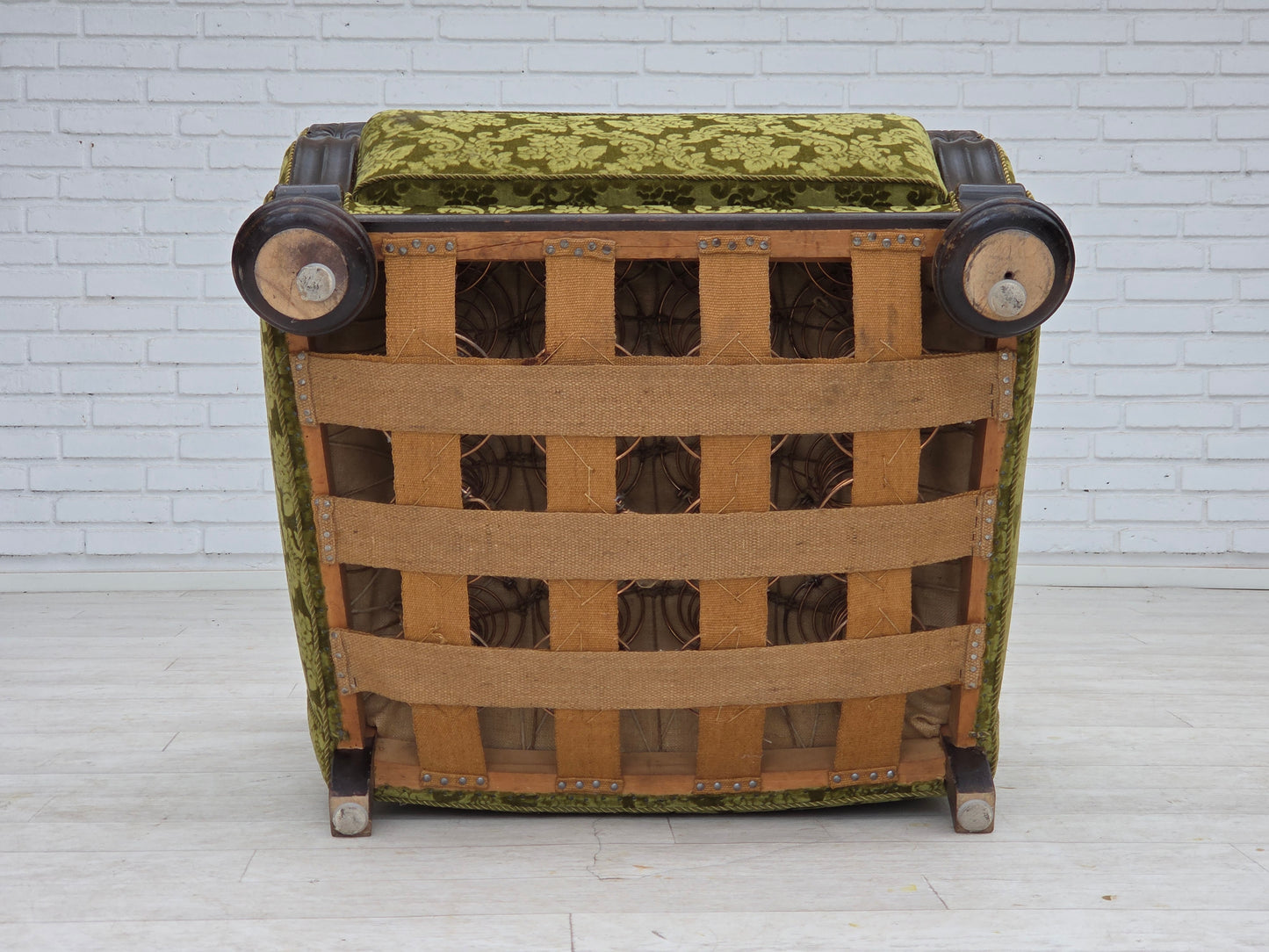 1950s, Danish relax chair, furniture velour, oak wood.