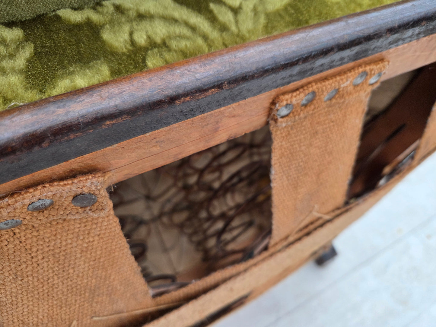 1950s, Danish relax chair, furniture velour, oak wood.