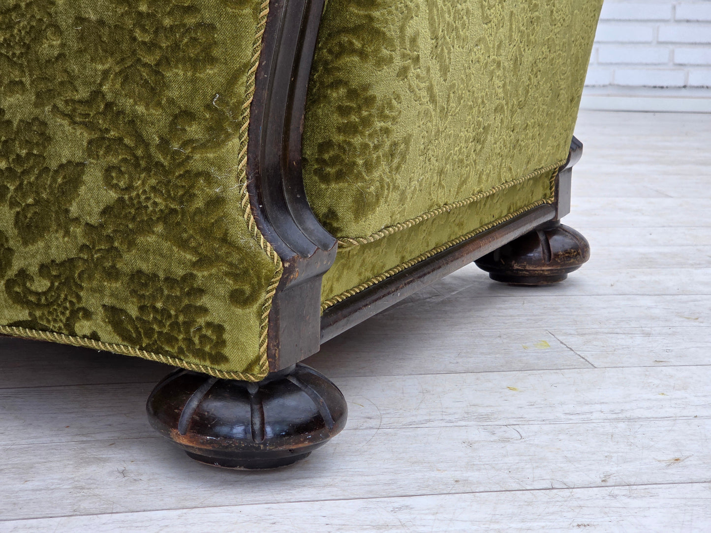 1950s, Danish relax chair, furniture velour, oak wood.
