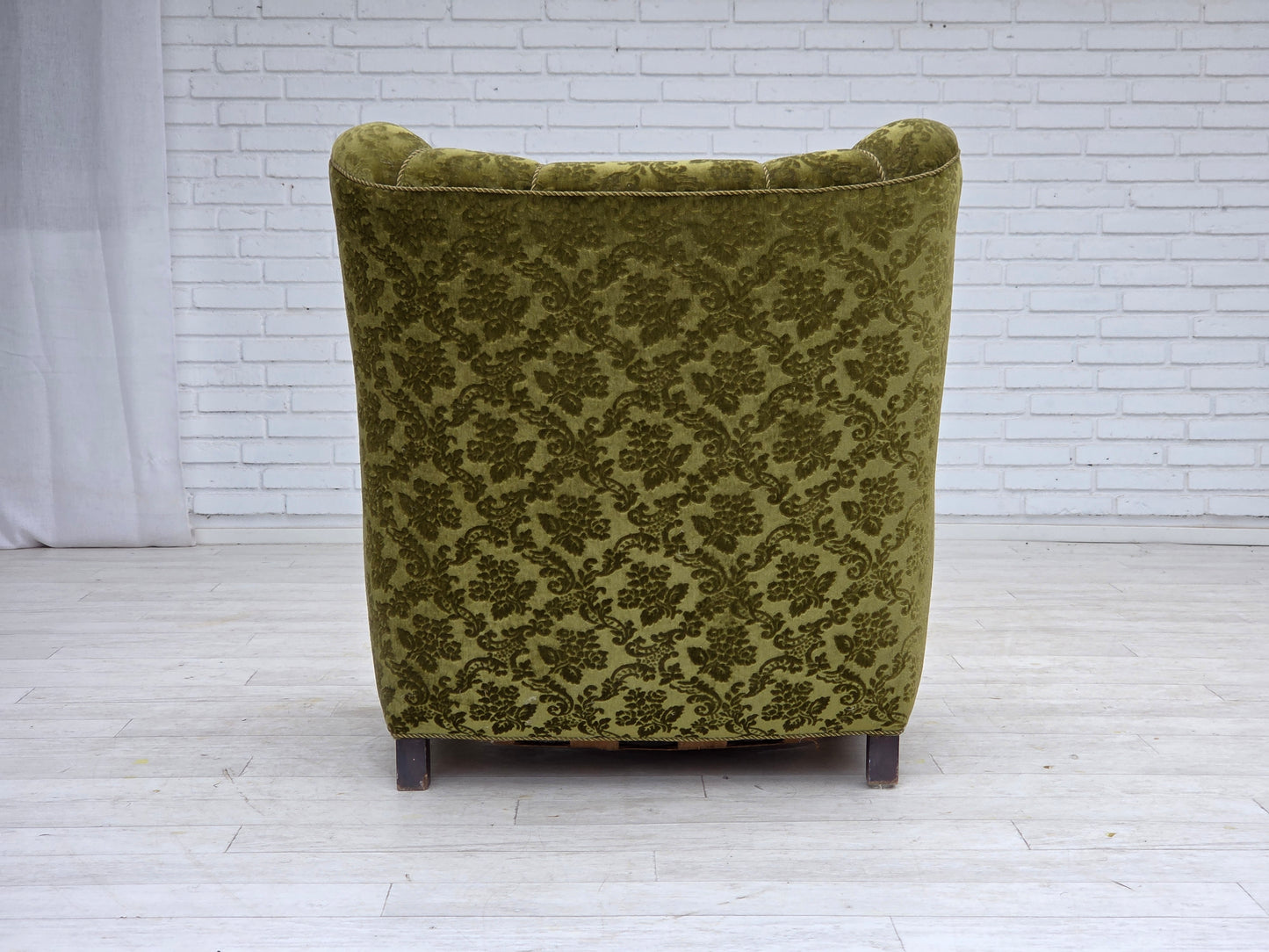 1950s, Danish relax chair, furniture velour, oak wood.