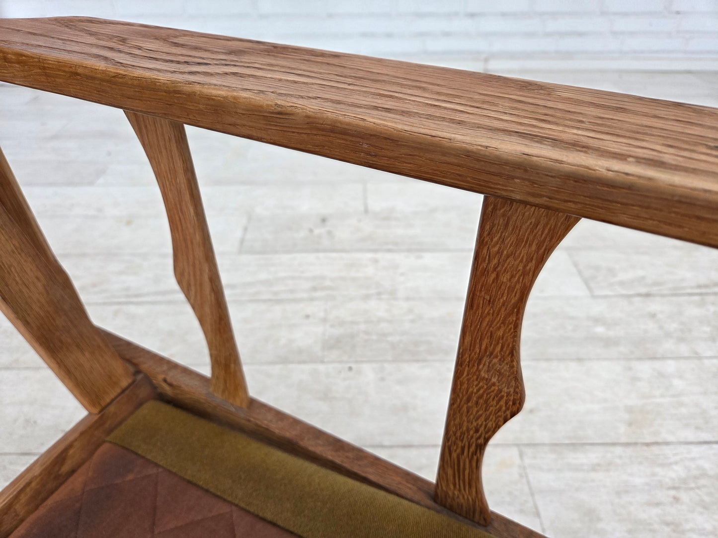 1970s, Danish armchair, furniture wool, solid oak wood.