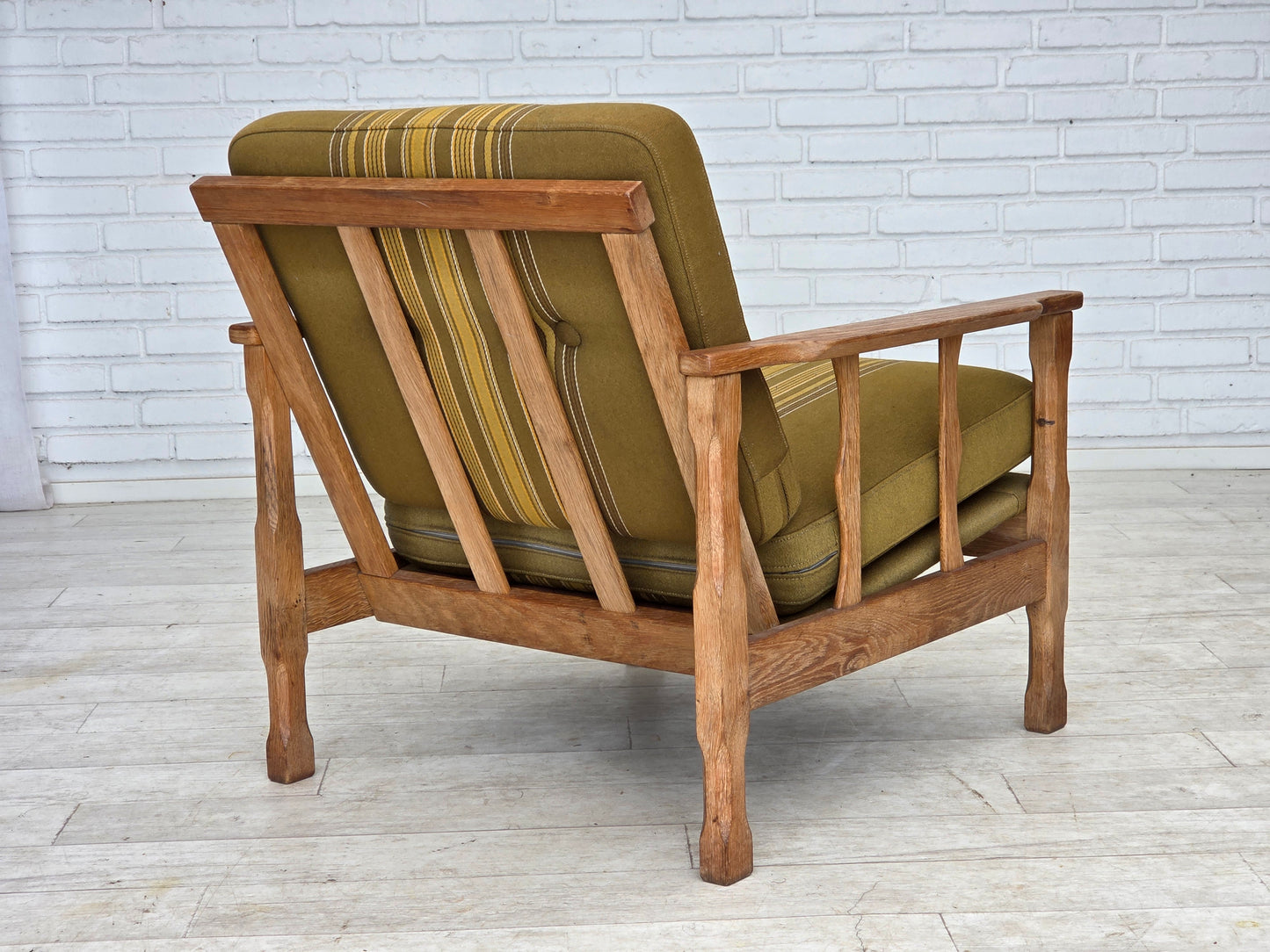 1970s, Danish armchair, furniture wool, solid oak wood.