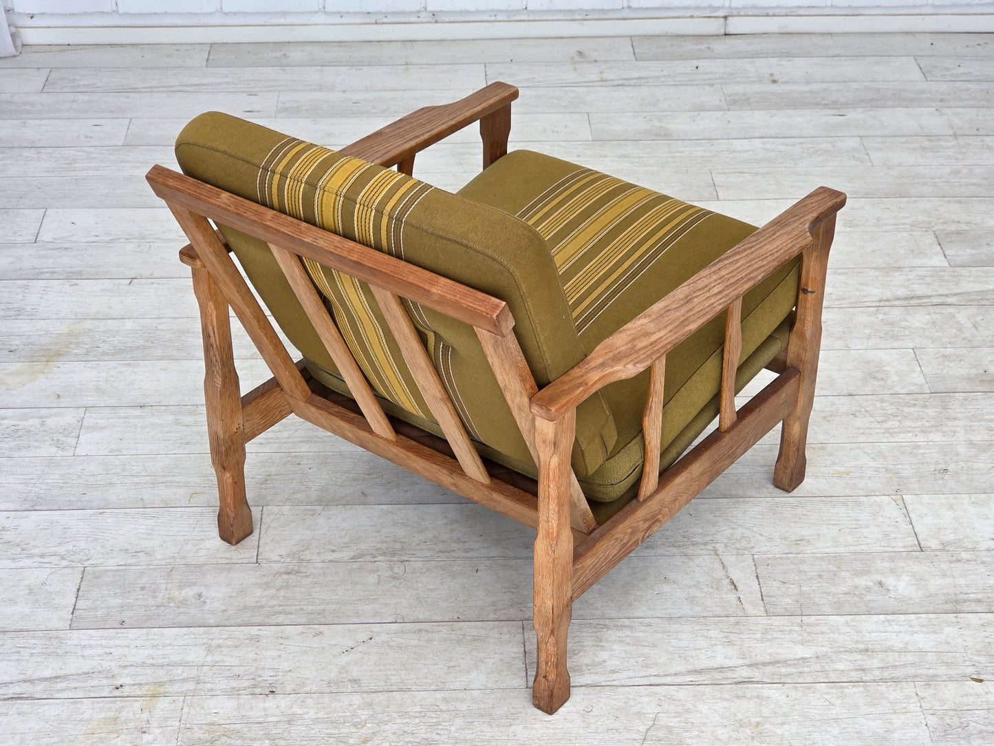 1970s, Danish armchair, furniture wool, solid oak wood.