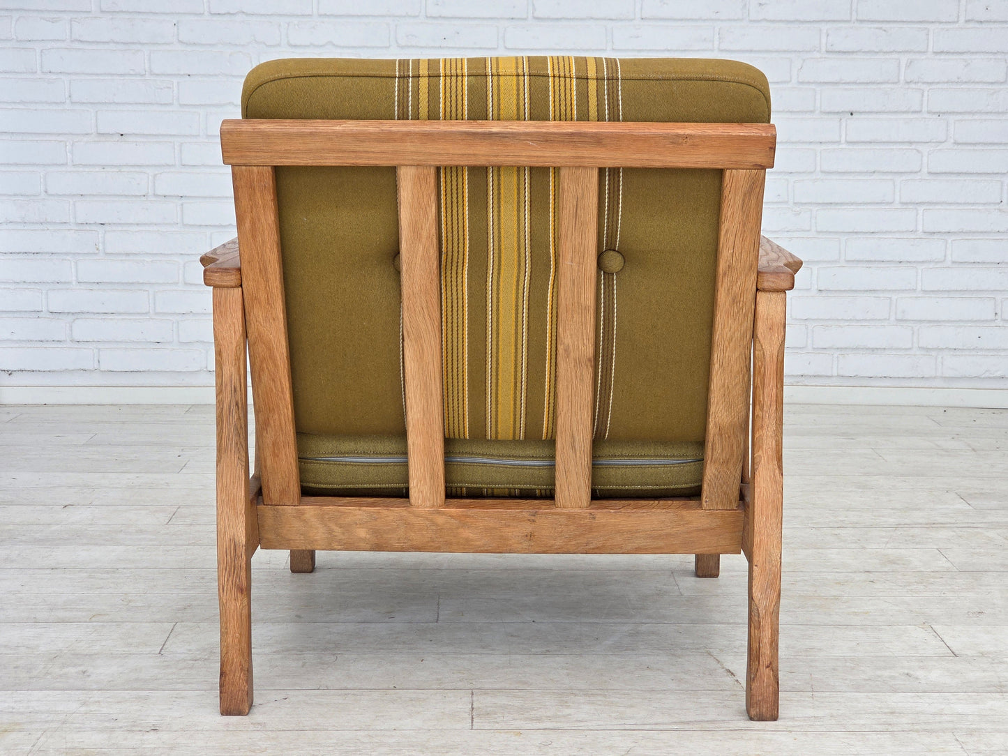 1970s, Danish armchair, furniture wool, solid oak wood.