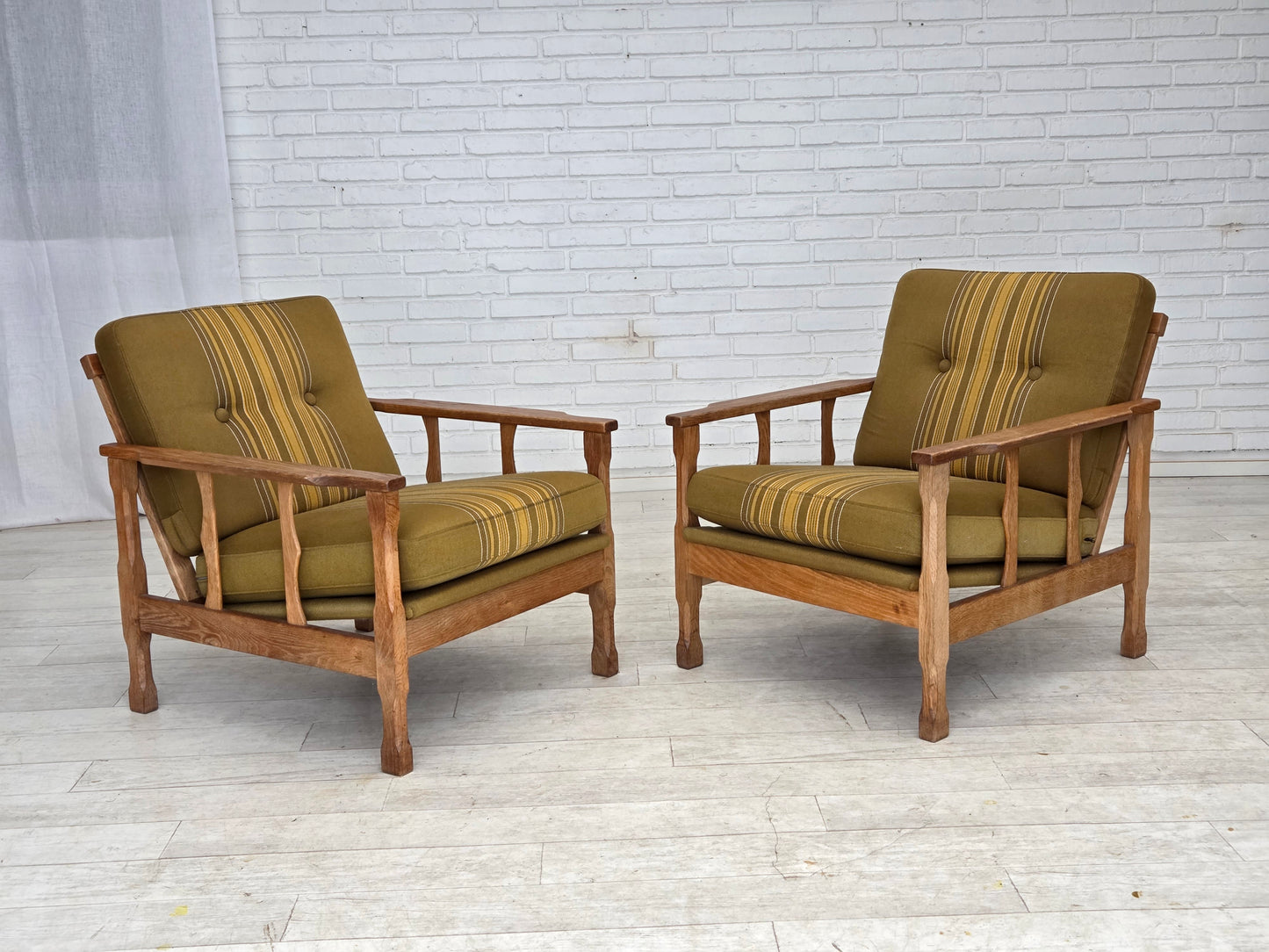 1970s, Danish armchair, furniture wool, solid oak wood.