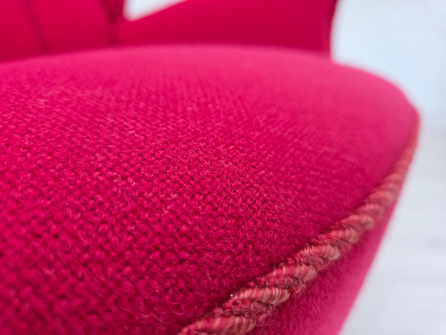 1960s, Danish armchair, furniture wool, beech wood legs.