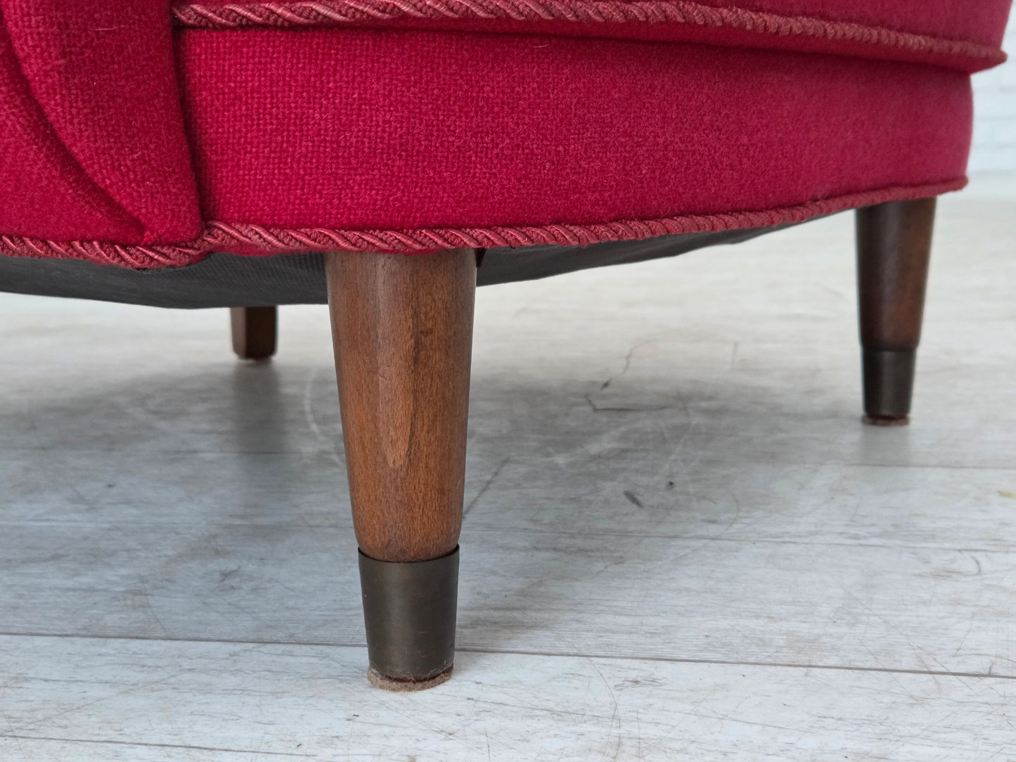 1960s, Danish armchair, furniture wool, beech wood legs.