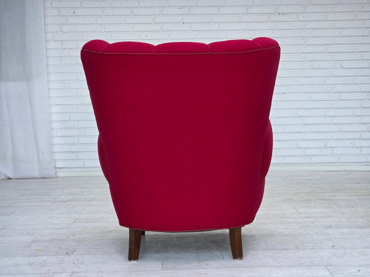 1960s, Danish armchair, furniture wool, beech wood legs.