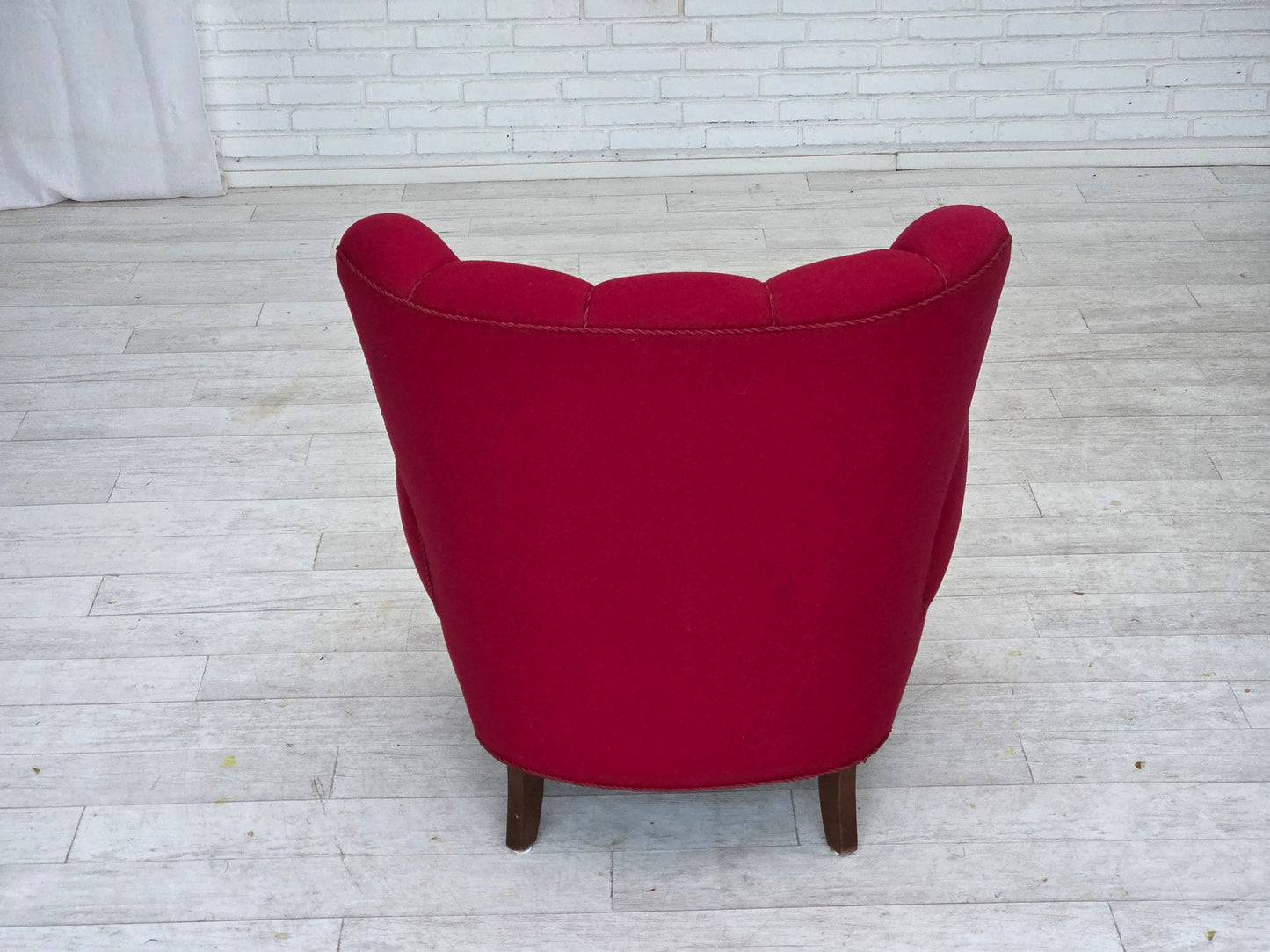 1960s, Danish armchair, furniture wool, beech wood legs.