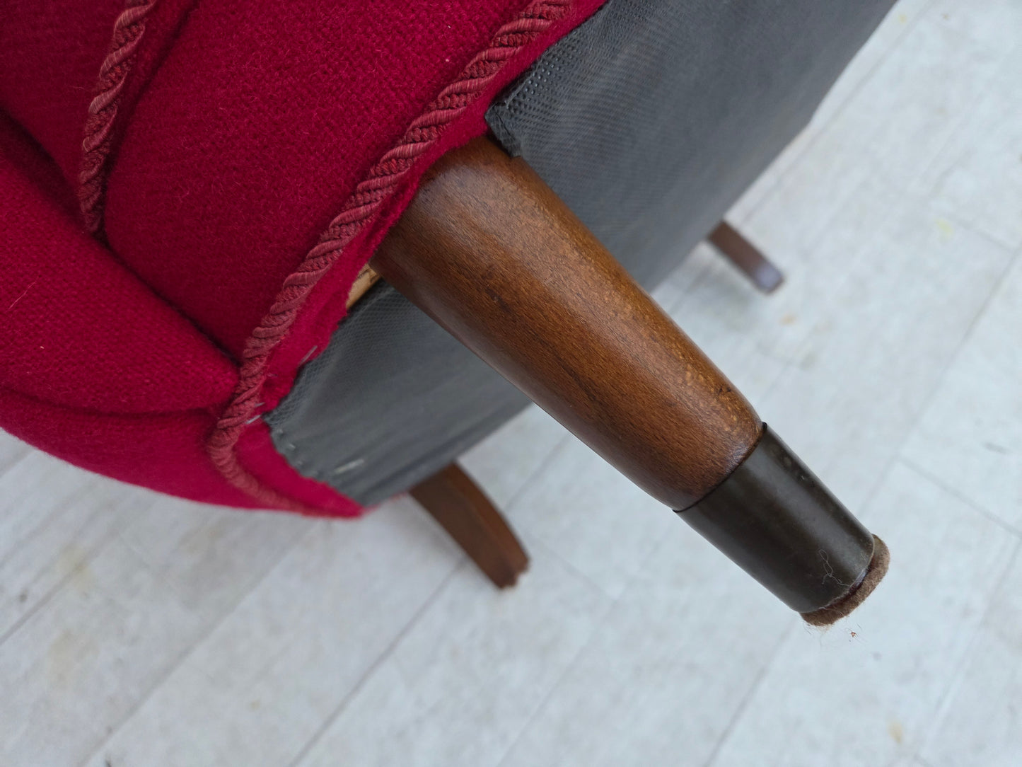 1960s, Danish armchair, furniture wool, beech wood legs.