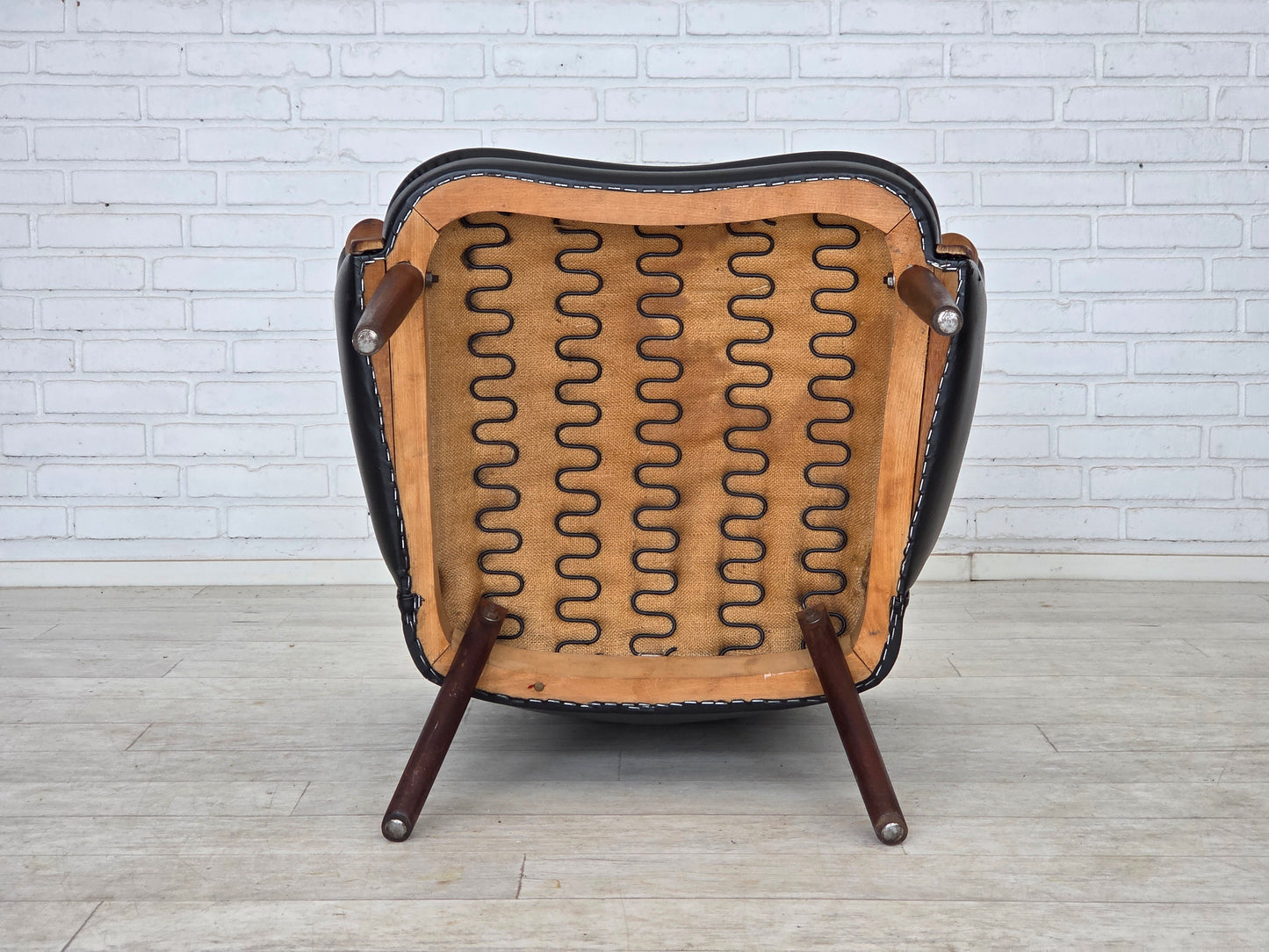 1970s, Danish design by Svend Skipper, armchair, model "Teddy", artificial leather, teak wood.