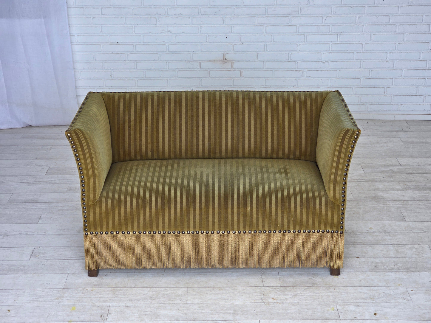 1970s, Danish 2-seater sofa, original green furniture velour.