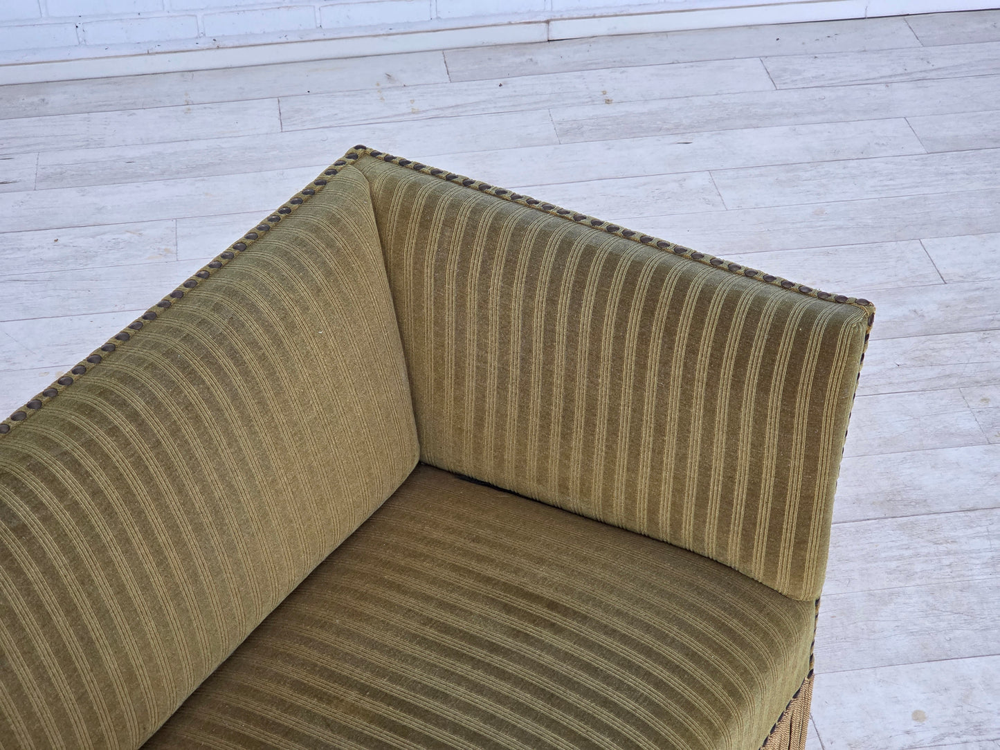 1970s, Danish 2-seater sofa, original green furniture velour.