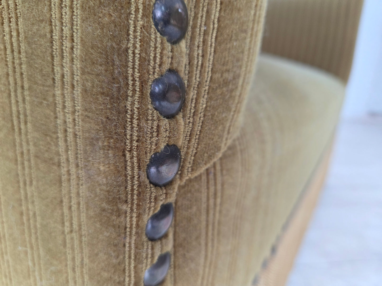 1970s, Danish 2-seater sofa, original green furniture velour.