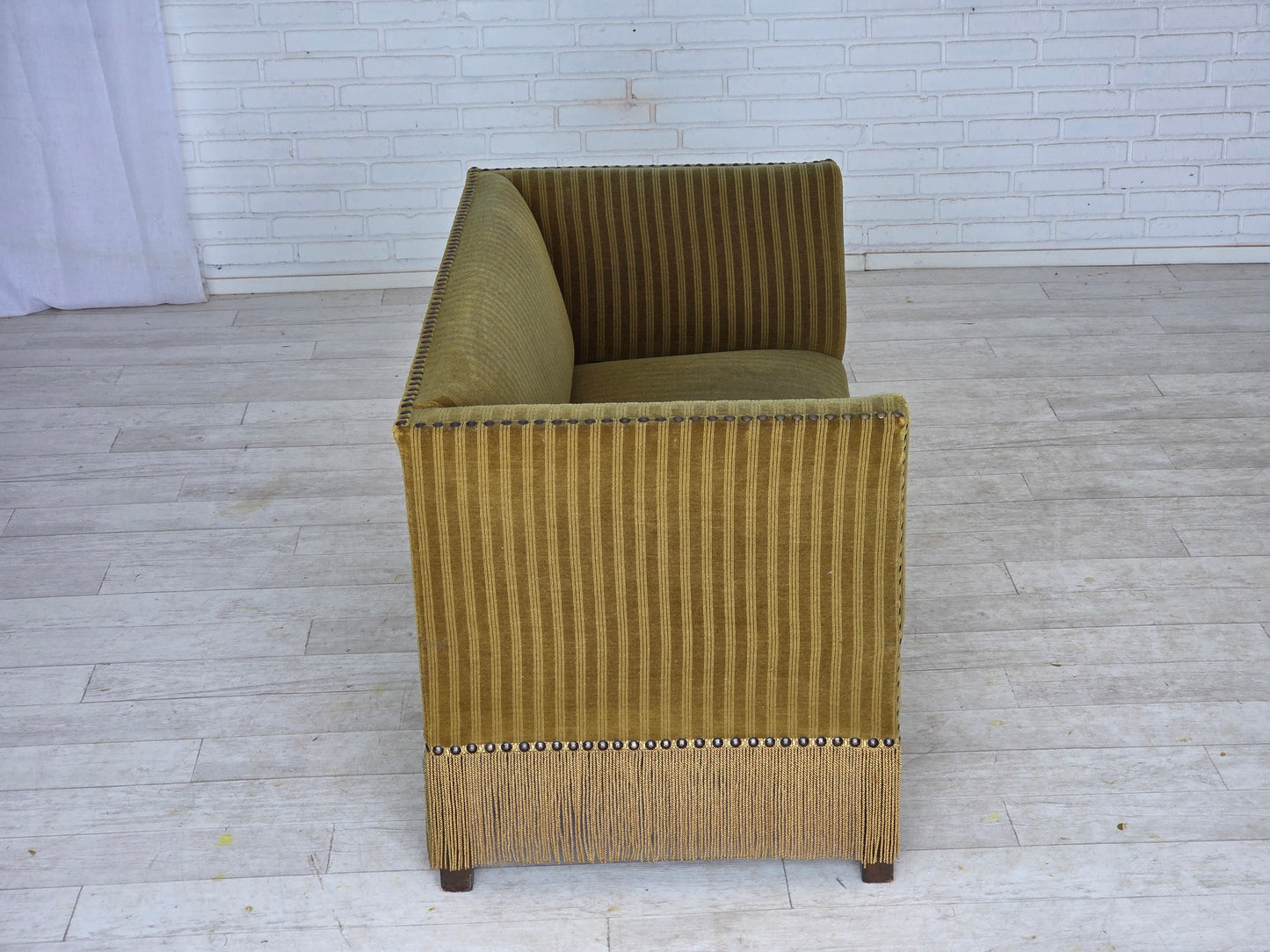 1970s, Danish 2-seater sofa, original green furniture velour.