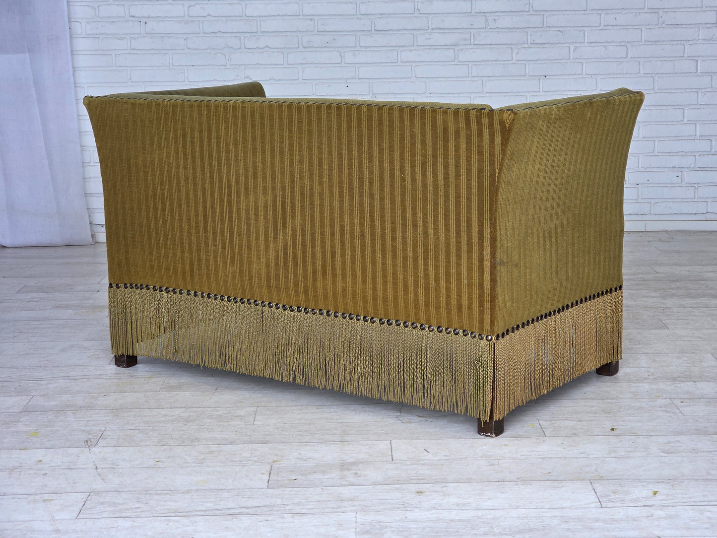 1970s, Danish 2-seater sofa, original green furniture velour.