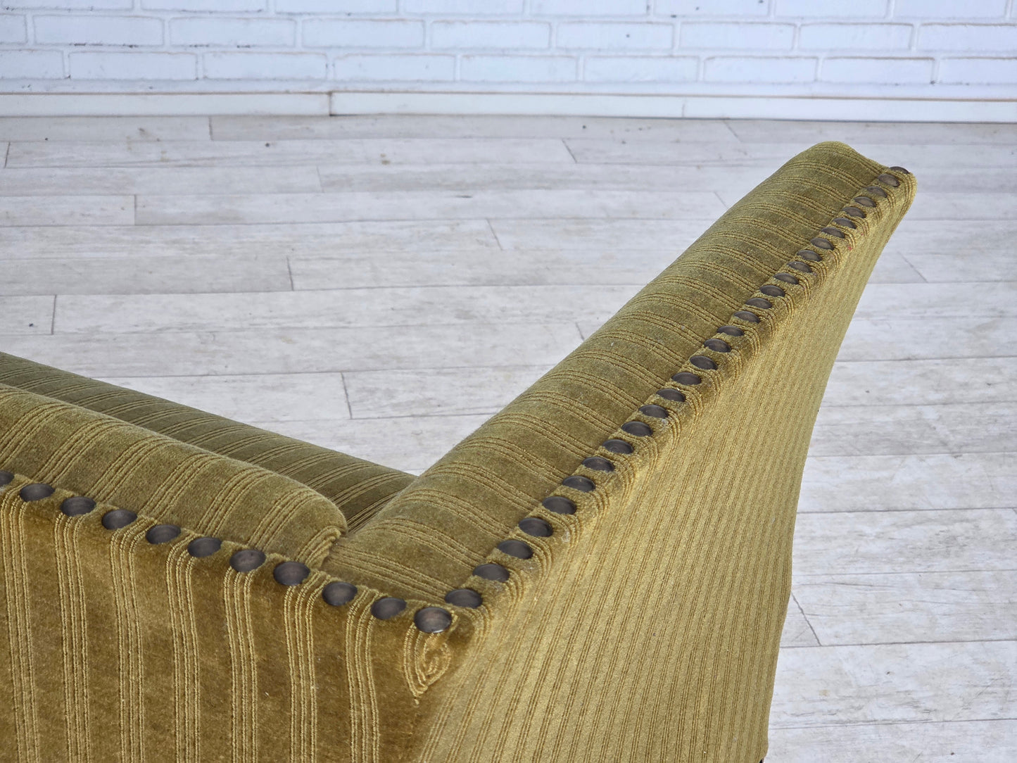 1970s, Danish 2-seater sofa, original green furniture velour.