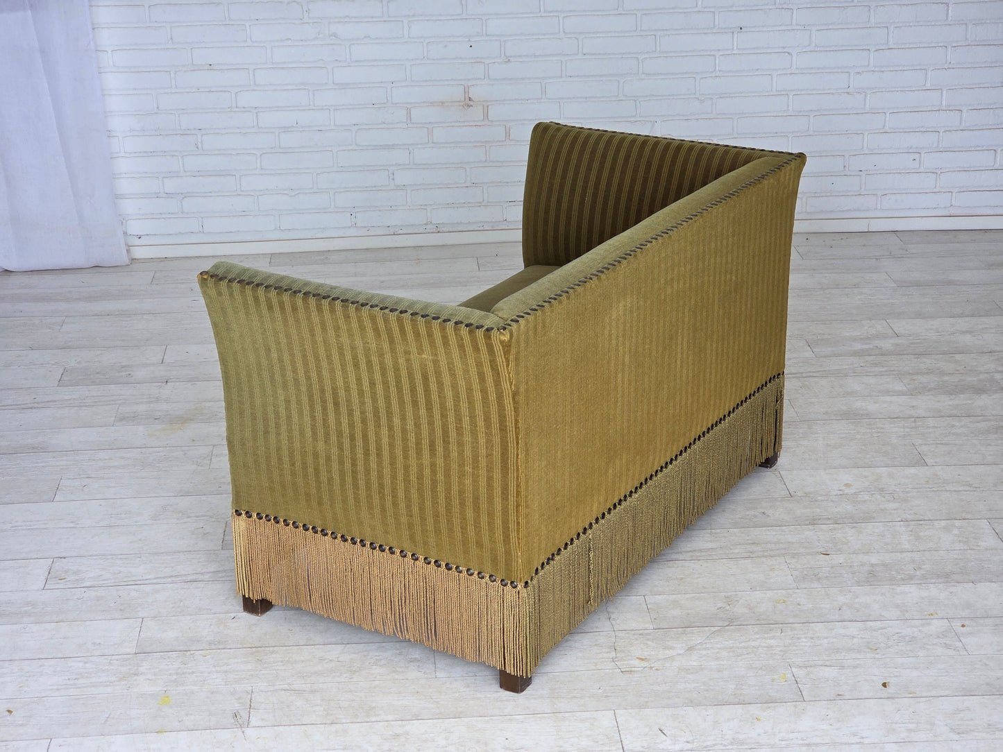1970s, Danish 2-seater sofa, original green furniture velour.