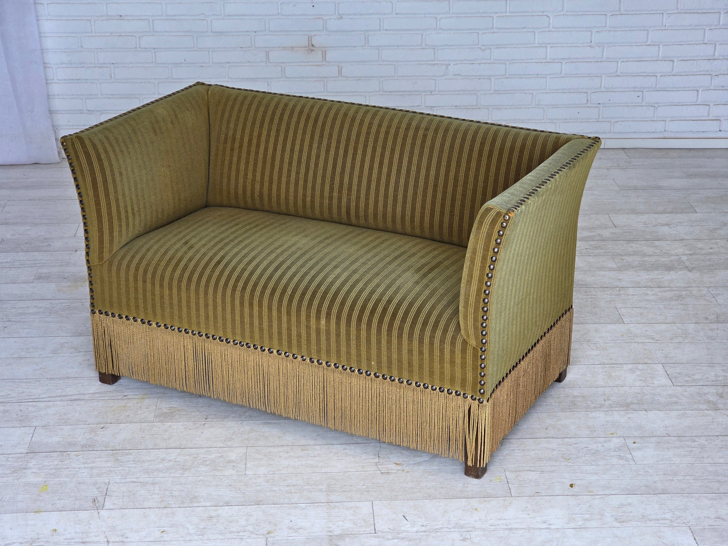 1970s, Danish 2-seater sofa, original green furniture velour.
