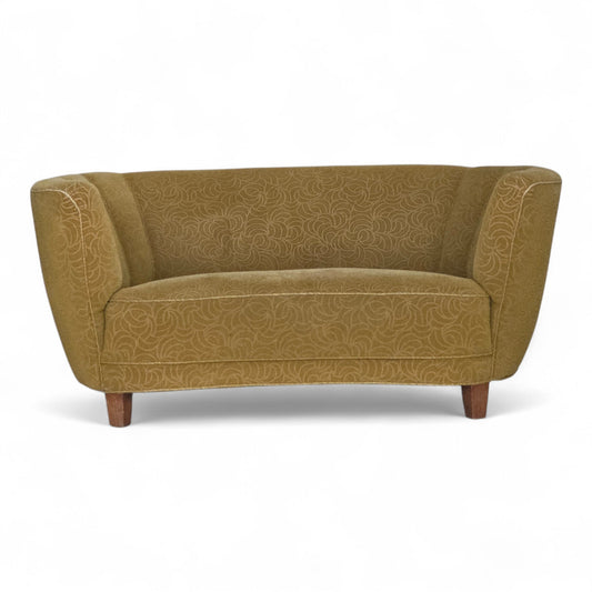 1960s, Danish 2-seater "Banana" sofa, furniture velour, beech wood.