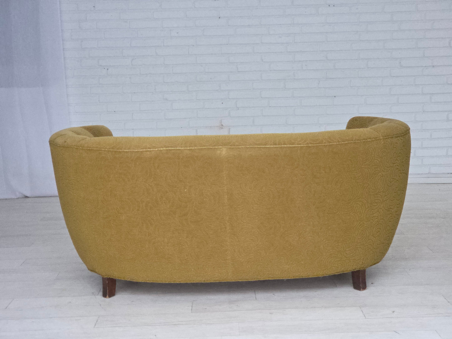 1960s, Danish 2-seater "Banana" sofa, furniture velour, beech wood.