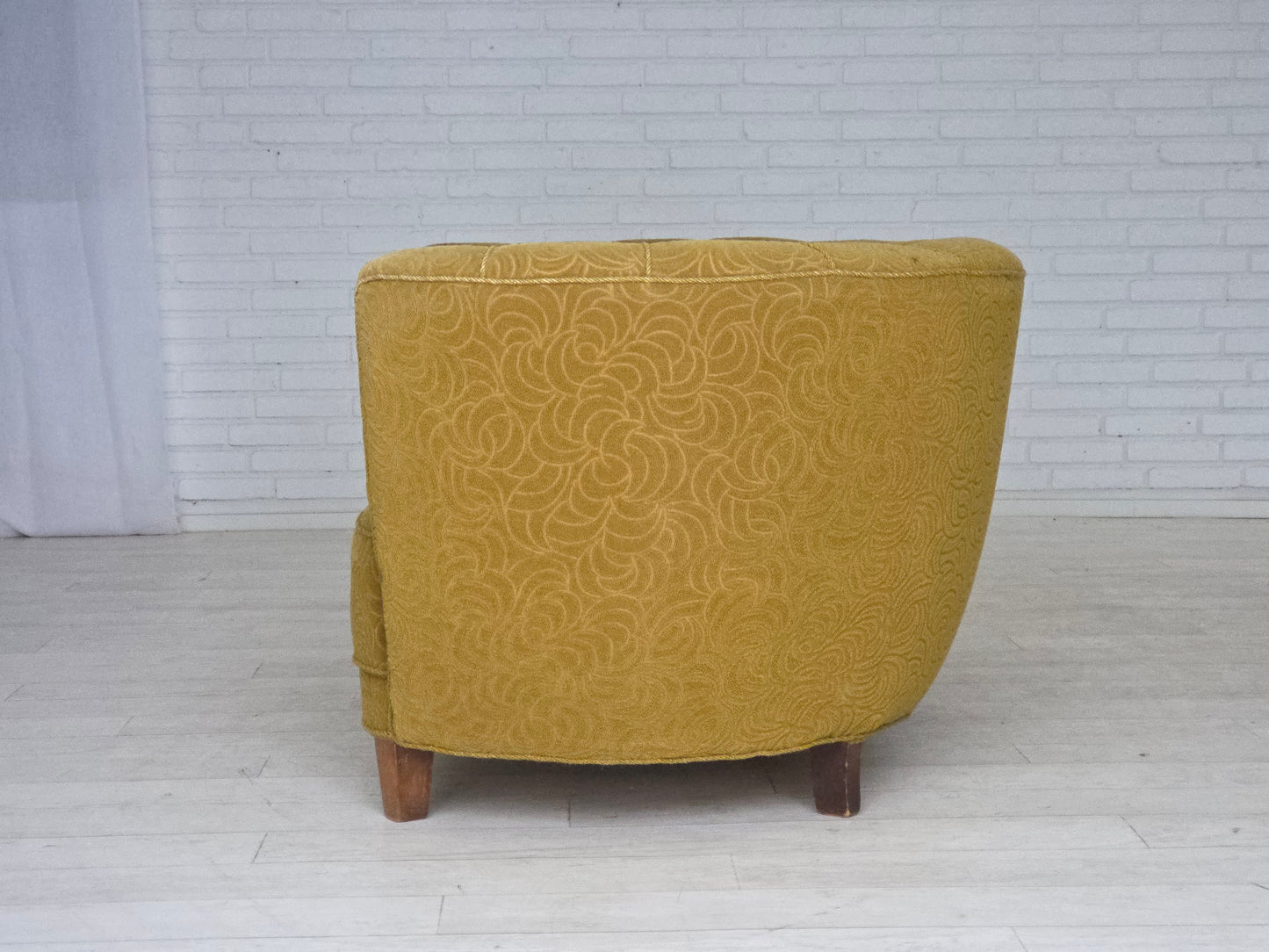 1960s, Danish 2-seater "Banana" sofa, furniture velour, beech wood.