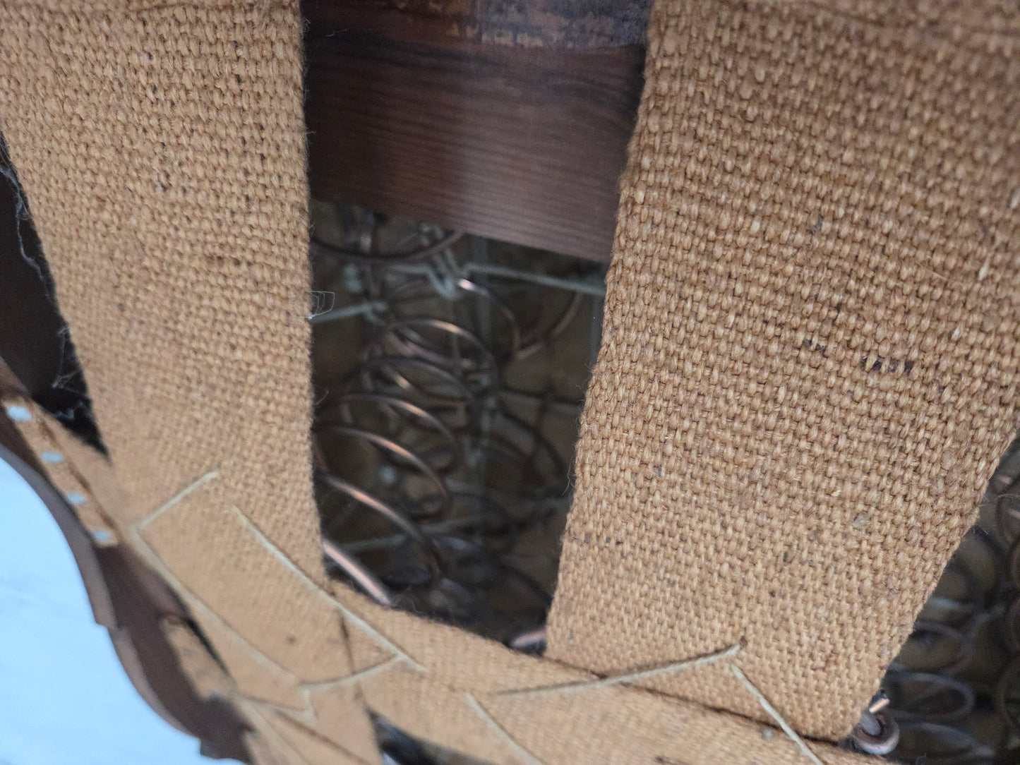 1930s, Danish 3-seater sofa, red furniture velour, furniture mesh.