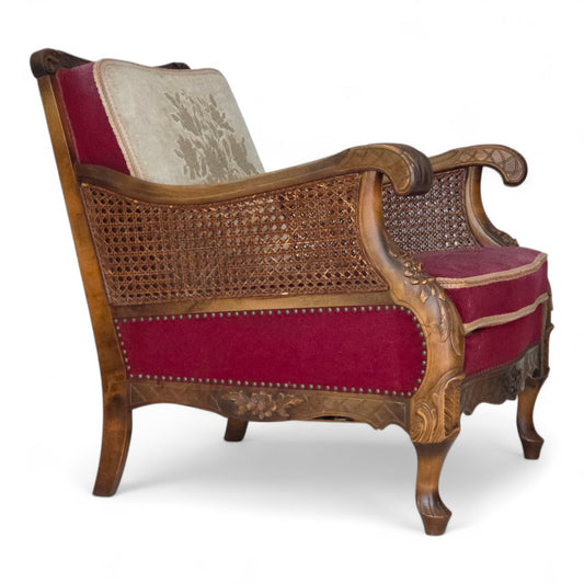 1930s, Danish armchair, furniture velour, ash wood.
