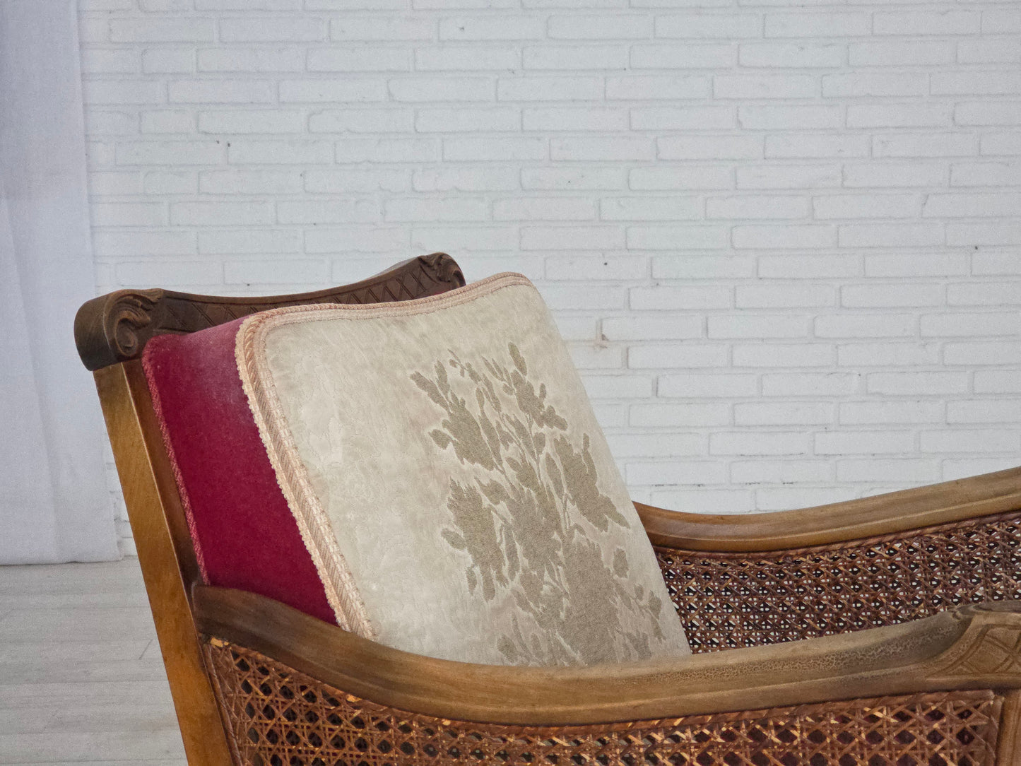 1930s, Danish armchair, furniture velour, ash wood.