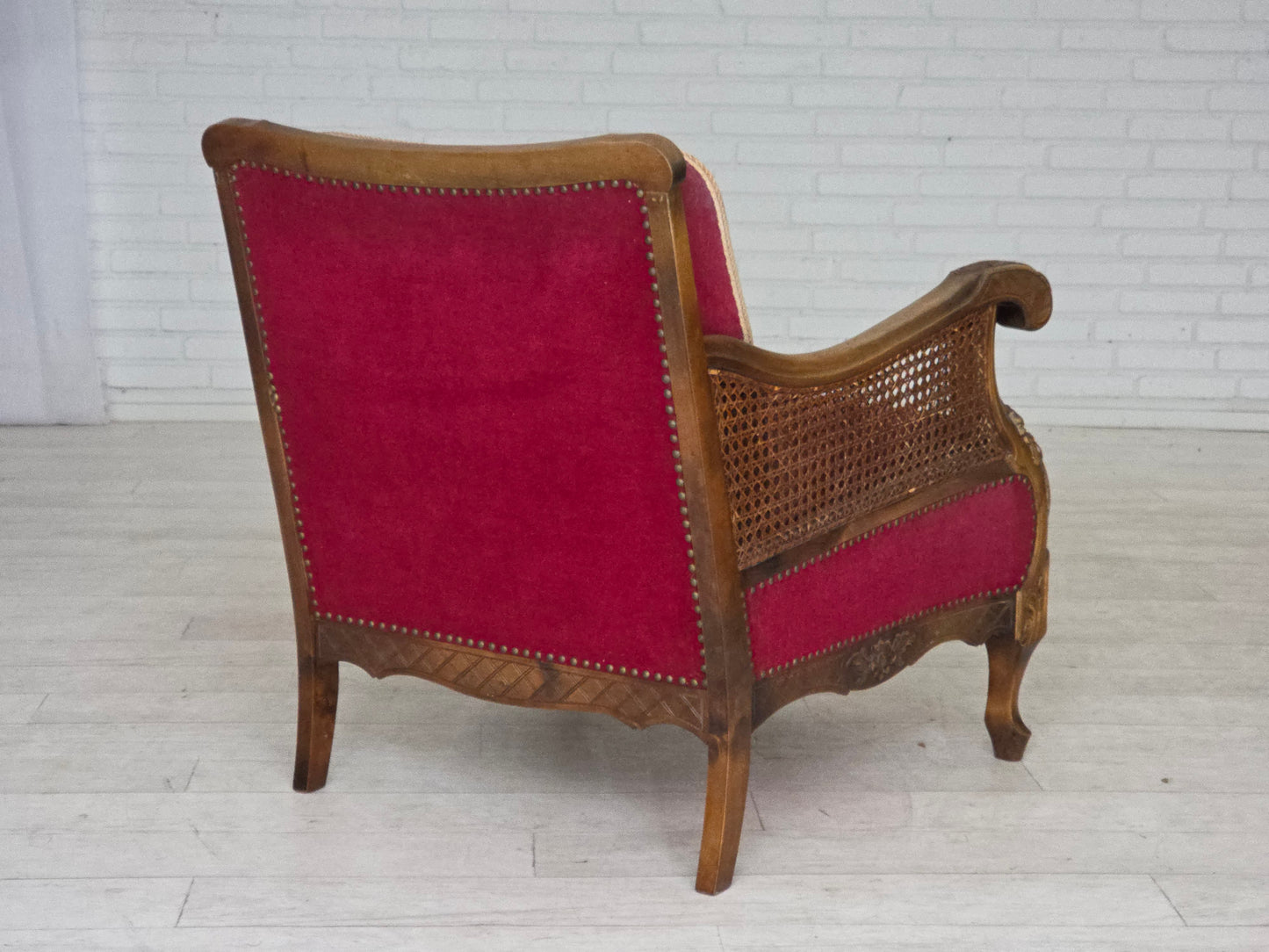 1930s, Danish armchair, furniture velour, ash wood.