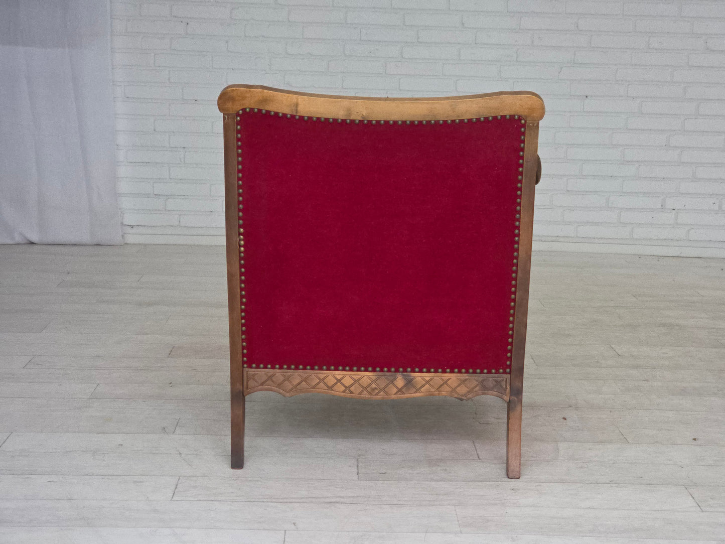 1930s, Danish armchair, furniture velour, ash wood.