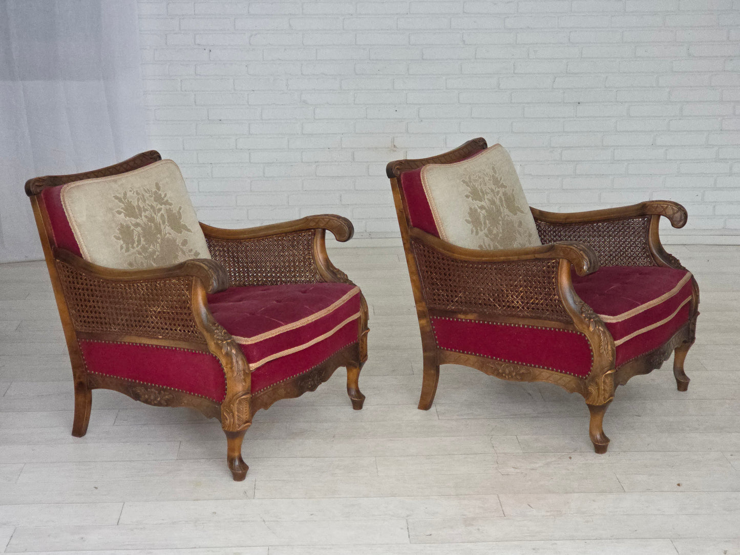 1930s, Danish armchair, furniture velour, ash wood.