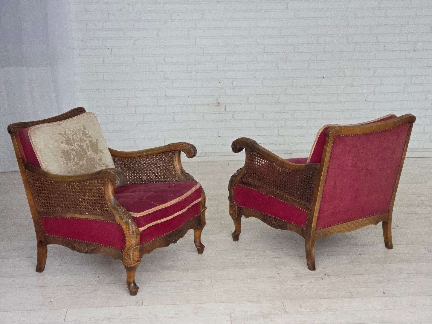 1930s, Danish armchair, furniture velour, ash wood.