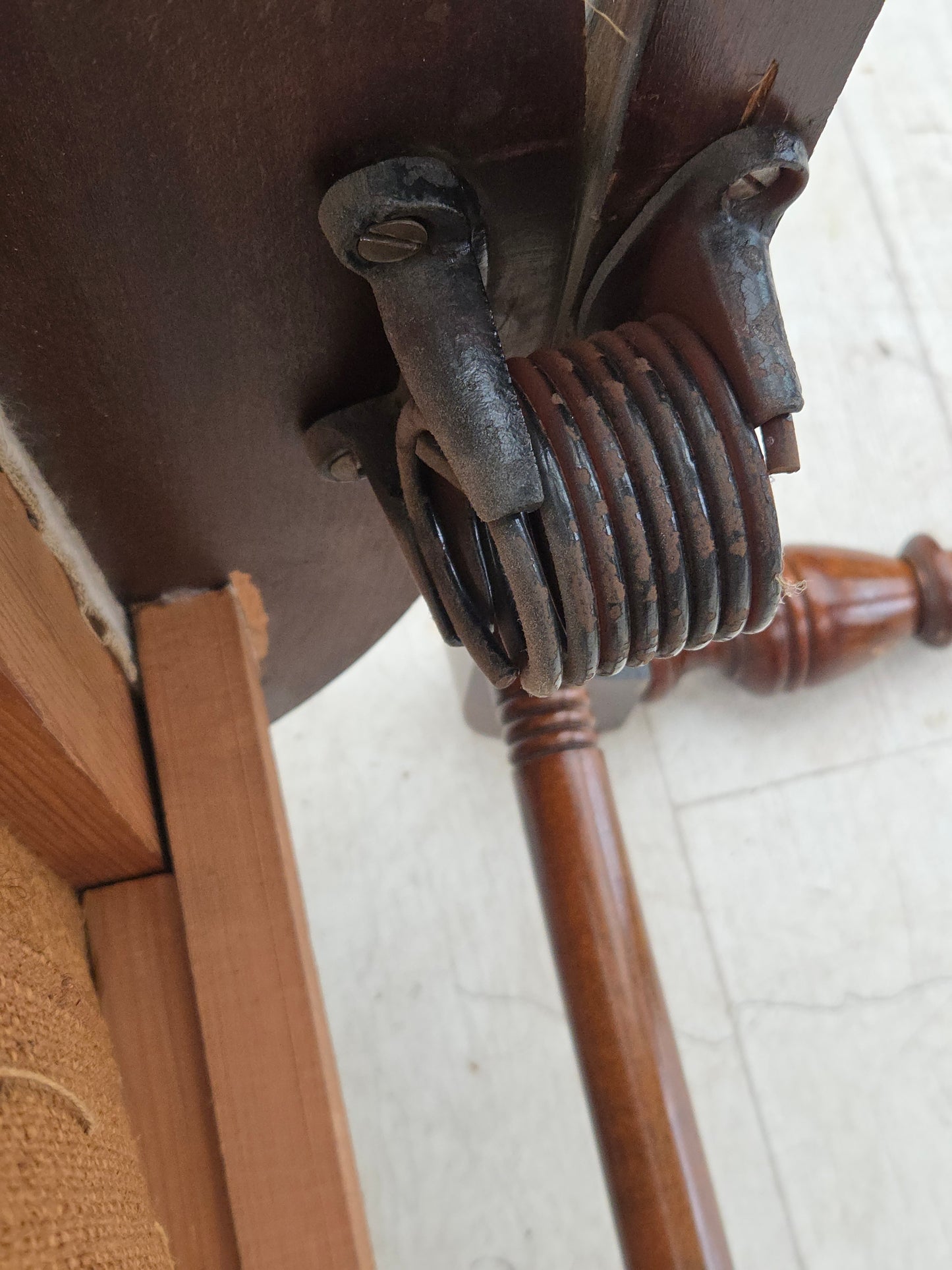 1930s, Danish highback rocking chair, original hand woven wool, ash wood.