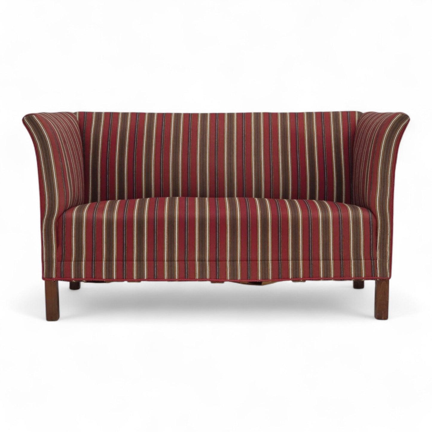 1960s, Danish 2-seater sofa, striped red/multicolor furniture wool.