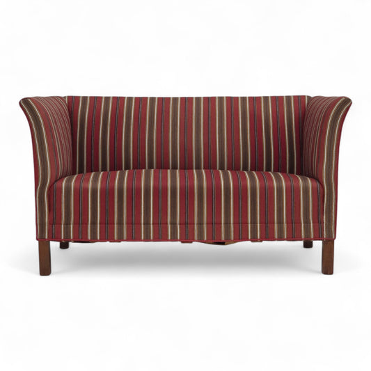 1960s, Danish 2-seater sofa, striped red/multicolor furniture wool.