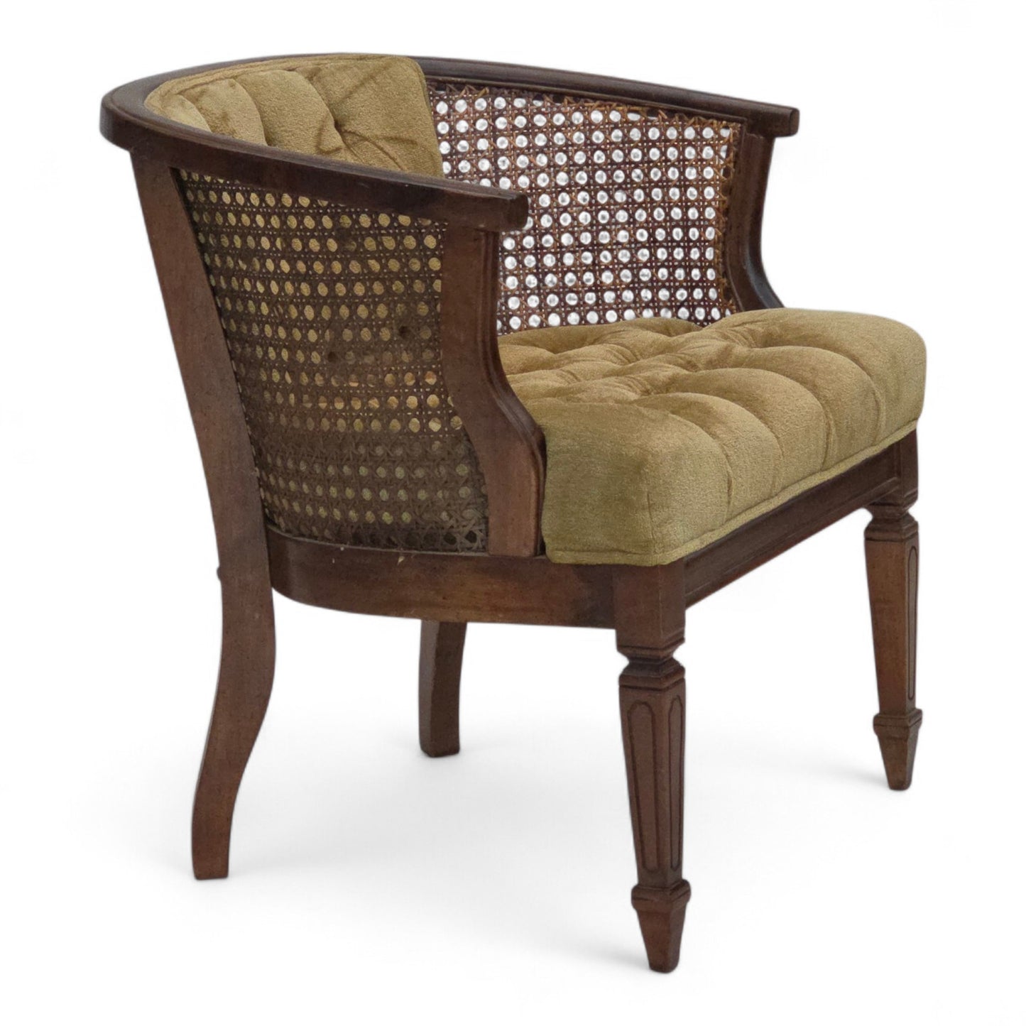 1950s, Danish easy chair, furniture velour, furniture mesh, oak wood.