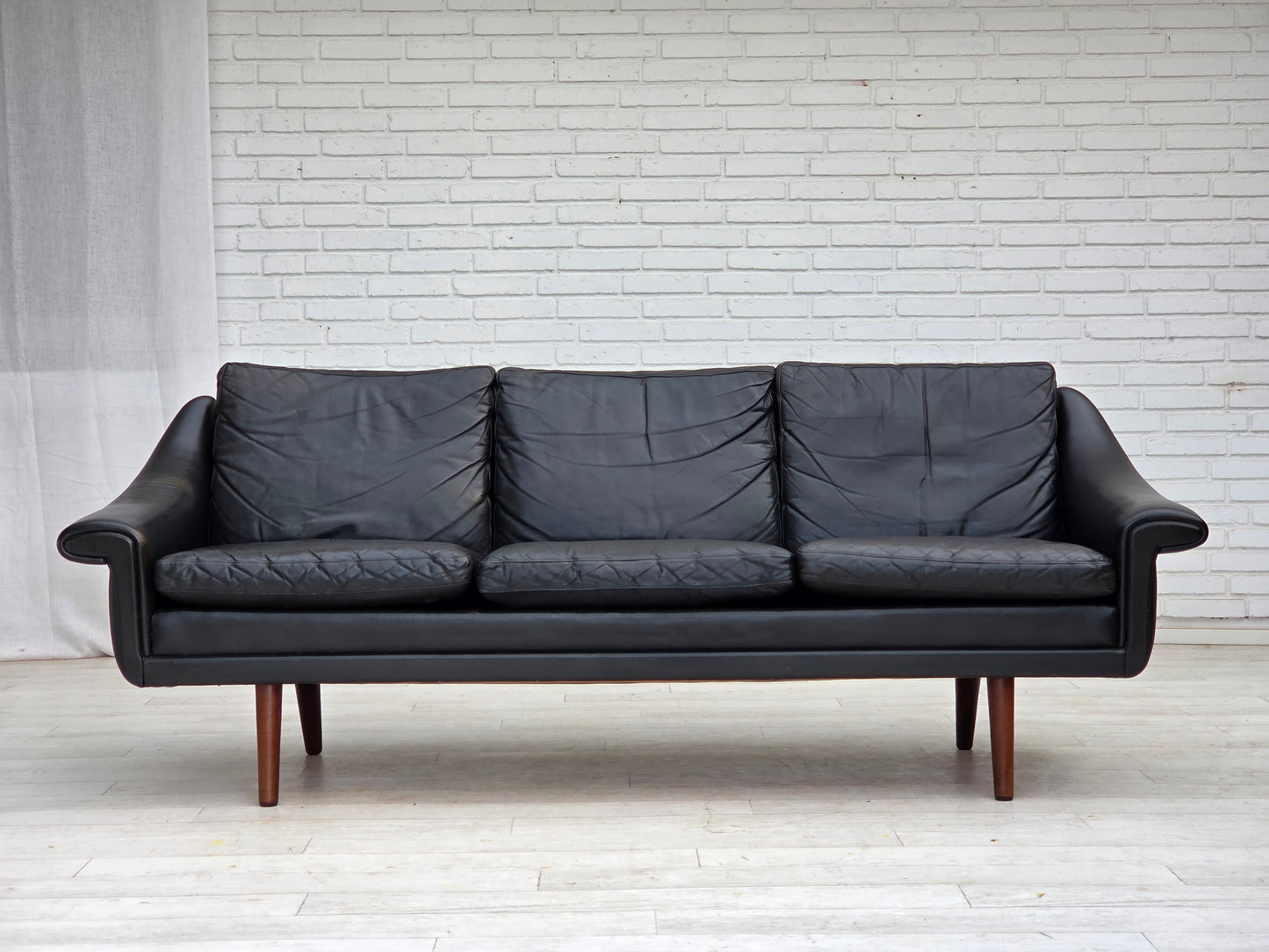 1960s, Danish design by Aage Christensen, 3-seater sofa, leather.