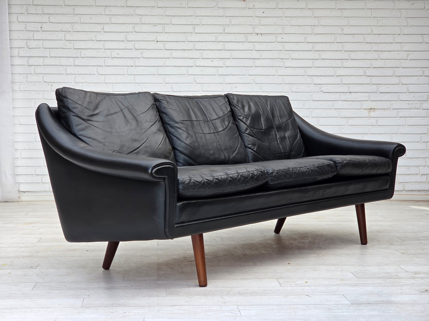 1960s, Danish design by Aage Christensen, 3-seater sofa, leather.